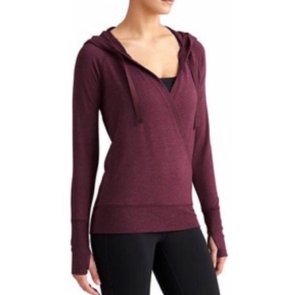 Athleta Burgundy Fitted Wrap Hoodie